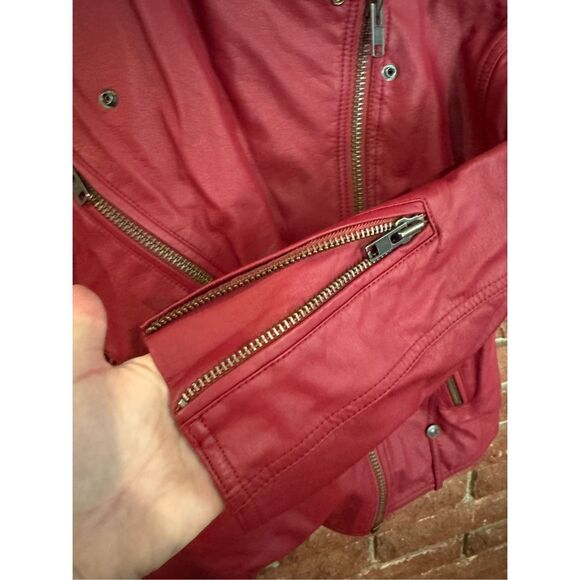 Free People Vegan Red Leather Jacket - Picture 5 of 12